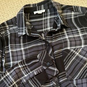 Beachlunchlounge Monochrome Plaid Shirt. Dressier thin rayon